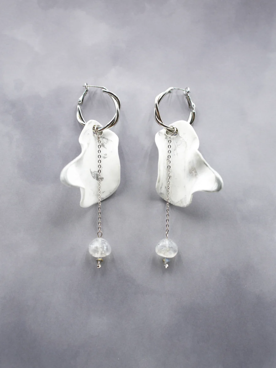 Inner Quest - White Cascade Spirit Bead Earrings