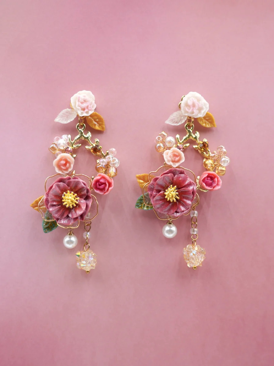 Love & Warmth - Crimson Bloom Earrings